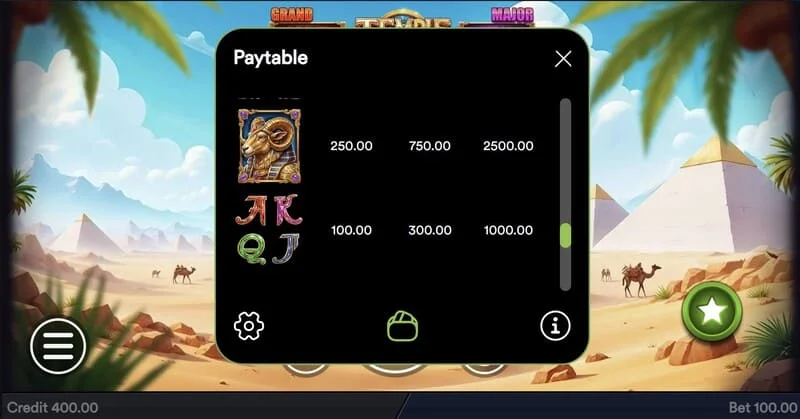 Temple of Treasures - jendela Fitur Beli untuk membeli bonus